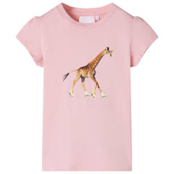 ) Kids' T-shirt Short Sleeves Children's T Shirt Tee Toddler Top Giraffe Print - pink, 92 (1.5-2y