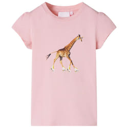 ) Kids' T-shirt Short Sleeves Children's T Shirt Tee Toddler Top Giraffe Print - pink, 128 (7-8y