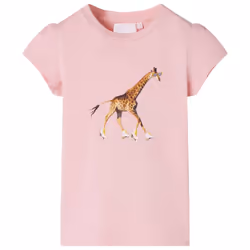 ) Kids' T-shirt Short Sleeves Children's T Shirt Tee Toddler Top Giraffe Print - pink, 140 (9-10y