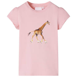 ) Kids' T-shirt Short Sleeves Children's T Shirt Tee Toddler Top Giraffe Print - pink, 140 (9-10y
