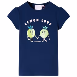 Kids' T-shirt Short Sleeves Children's T Shirt Tops Tee Cartoon Lemon Print - navy, 104