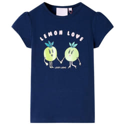 Kids' T-shirt Short Sleeves Children's T Shirt Tops Tee Cartoon Lemon Print - navy, 128