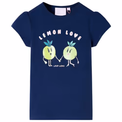 Kids' T-shirt Short Sleeves Children's T Shirt Tops Tee Cartoon Lemon Print - navy, 140