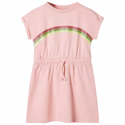 Kids' Dress with Drawstring Girls' Dress Children's Short Dress Light Pink 104