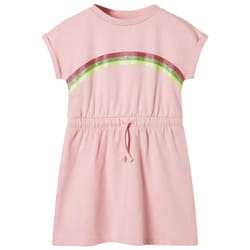 Kids' Dress with Drawstring Girls' Dress Children's Short Dress Light Pink 128