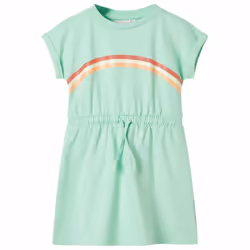 Kids' Dress with Drawstring Girls' Dress Kids' Short Dress Bright Green 128