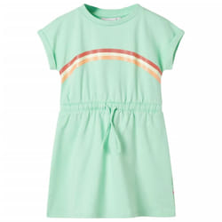 Kids' Dress with Drawstring Girls' Dress Kids' Short Dress Bright Green 128