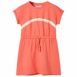 Kids' Dress with Drawstring Girls' Dress Children's Short Dress Coral 116