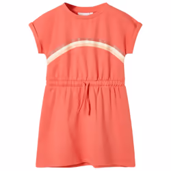 Kids' Dress with Drawstring Girls' Dress Children's Short Dress Coral 140