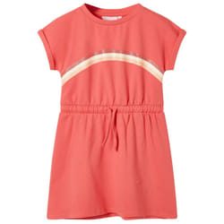 Kids' Dress with Drawstring Girls' Dress Children's Short Dress Coral 140