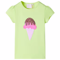Kids' T-shirt Short Sleeves Children's T Shirt Tee Top Sequin Ice Cream Neon - yellow, 92
