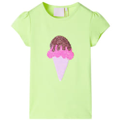 Kids' T-shirt Short Sleeves Children's T Shirt Tee Top Sequin Ice Cream Neon - yellow, 116