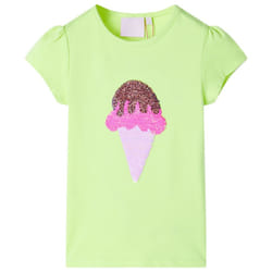 Kids' T-shirt Short Sleeves Children's T Shirt Tee Top Sequin Ice Cream Neon - yellow, 128
