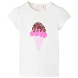 Kids' T-shirt Short Sleeves Children's T Shirt Tee Top Sequin Ice Cream Neon - ecru, 92