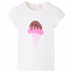 Kids' T-shirt Short Sleeves Children's T Shirt Tee Top Sequin Ice Cream Neon - ecru, 116