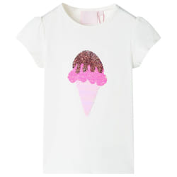 Kids' T-shirt Short Sleeves Children's T Shirt Tee Top Sequin Ice Cream Neon - ecru, 116