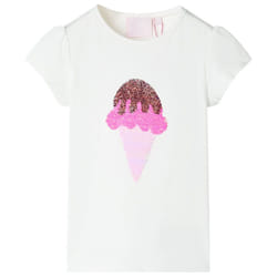 Kids' T-shirt Short Sleeves Children's T Shirt Tee Top Sequin Ice Cream Neon - ecru, 128