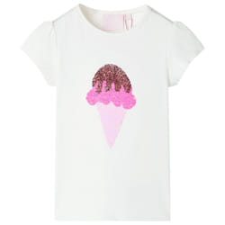 Kids' T-shirt Short Sleeves Children's T Shirt Tee Top Sequin Ice Cream Neon - ecru, 140
