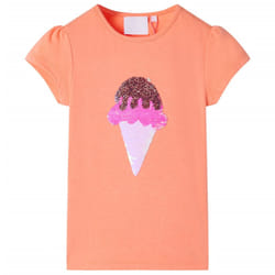 Kids' T-shirt Short Sleeves Children's T Shirt Tee Top Sequin Ice Cream Neon - orange, 128