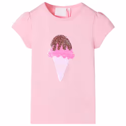 Kids' T-shirt Short Sleeves Children's T Shirt Tee Top Sequin Ice Cream Neon - pink, 92