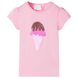 Kids' T-shirt Short Sleeves Children's T Shirt Tee Top Sequin Ice Cream Neon - pink, 92