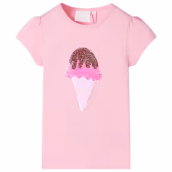 Kids' T-shirt Short Sleeves Children's T Shirt Tee Top Sequin Ice Cream Neon - pink, 128