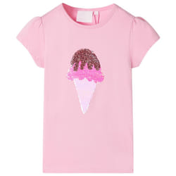 Kids' T-shirt Short Sleeves Children's T Shirt Tee Top Sequin Ice Cream Neon - pink, 128