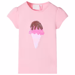 Kids' T-shirt Short Sleeves Children's T Shirt Tee Top Sequin Ice Cream Neon - pink, 140