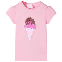 Kids' T-shirt Short Sleeves Children's T Shirt Tee Top Sequin Ice Cream Neon - pink, 140