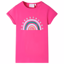 Kids' T-shirt Short Sleeves Tee Children's T Shirt Rainbow Print Dark Pink 104