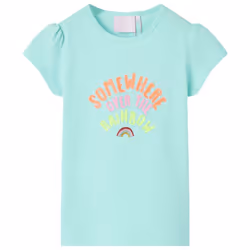 ) Kids' T-shirt Short Sleeves Tee Children's T Shirt Toddler Clothes Kids' Top - aqua, 104 (3-4y