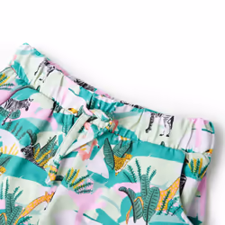 Kids' Shorts with Drawstring Toddler Pants Animals and Plants Print Light Mint - 92