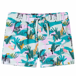 Kids' Shorts with Drawstring Toddler Pants Animals and Plants Print Light Mint - 104