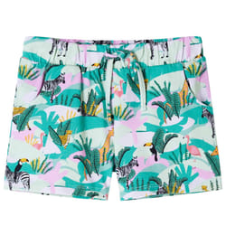 Kids' Shorts with Drawstring Toddler Pants Animals and Plants Print Light Mint - 116