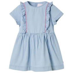 ) Kids' Dress with Ruffles Toddler Girls' Dress Kids Children's Dress Soft Blue - 92 (1.5-2y