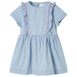 ) Kids' Dress with Ruffles Toddler Girls' Dress Kids Children's Dress Soft Blue - 128 (7-8y