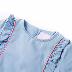 ) Kids' Dress with Ruffles Toddler Girls' Dress Kids Children's Dress Soft Blue - 128 (7-8y