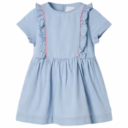 ) Kids' Dress with Ruffles Toddler Girls' Dress Kids Children's Dress Soft Blue - 140 (9-10y