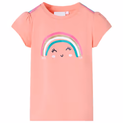 ) Kids' T-shirt Short Sleeves Children's T Shirt Tee Kids' Top Rainbow Print - coral, 140 (9-10y