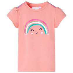 ) Kids' T-shirt Short Sleeves Children's T Shirt Tee Kids' Top Rainbow Print - coral, 140 (9-10y