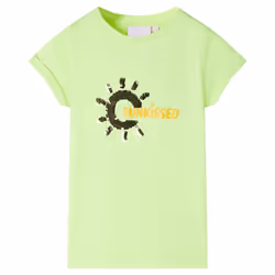 Kids' T-shirt Short Sleeves Tee Children's T Shirt Toddler Top Neon Yellow 92 - yellow, 92