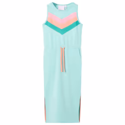 ) Kids' Dress with Drawstring Girls' Dress Children's Short Dress Light Mint - 104 (3-4y
