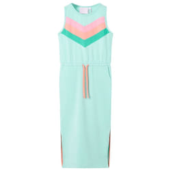 ) Kids' Dress with Drawstring Girls' Dress Children's Short Dress Light Mint - 140 (9-10y