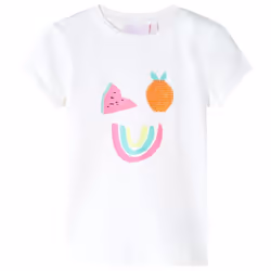 Kids' T-shirt Short Sleeves Children's T Shirt Tee Top Colourful Fruit Print - ecru, 92