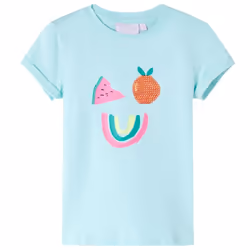 ) Kids' T-shirt Short Sleeves Children's T Shirt Tee Top Colourful Fruit Print - aqua, 104 (3-4y