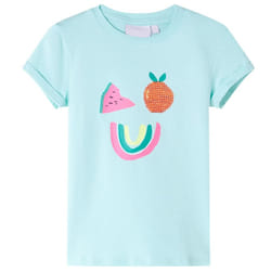 ) Kids' T-shirt Short Sleeves Children's T Shirt Tee Top Colourful Fruit Print - aqua, 104 (3-4y