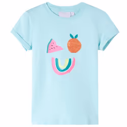 Kids' T-shirt Short Sleeves Children's T Shirt Tee Top Colourful Fruit Print - aqua, 140