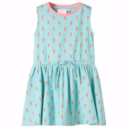 Kids' Dress with Drawstring Toddler Girls' Dress Ice Cream Print Light Mint 92