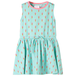 Kids' Dress with Drawstring Children Girl's Dress Ice Cream Print Light Mint - 140