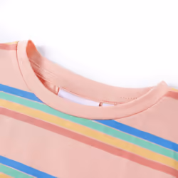 Kids' T-shirt Short Sleeves Children's T Shirt Tee Rainbow Stripes Print Peach - 128 - Additional view 2